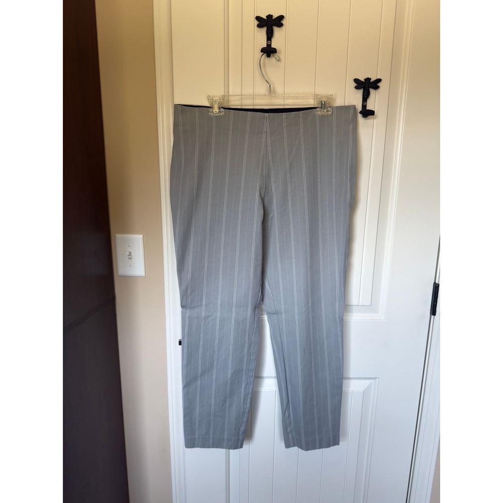 A New Day Gray Pinstripe Slim Fit Ankle Pants Side Zip Stretch Trousers 14
